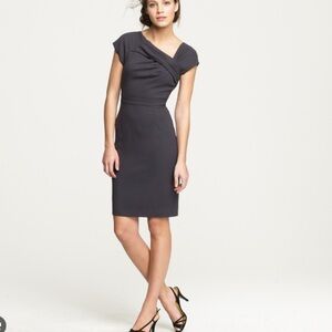J. Crew Black Cap Sleeve Oragami Sheath Wool Dress Size 2